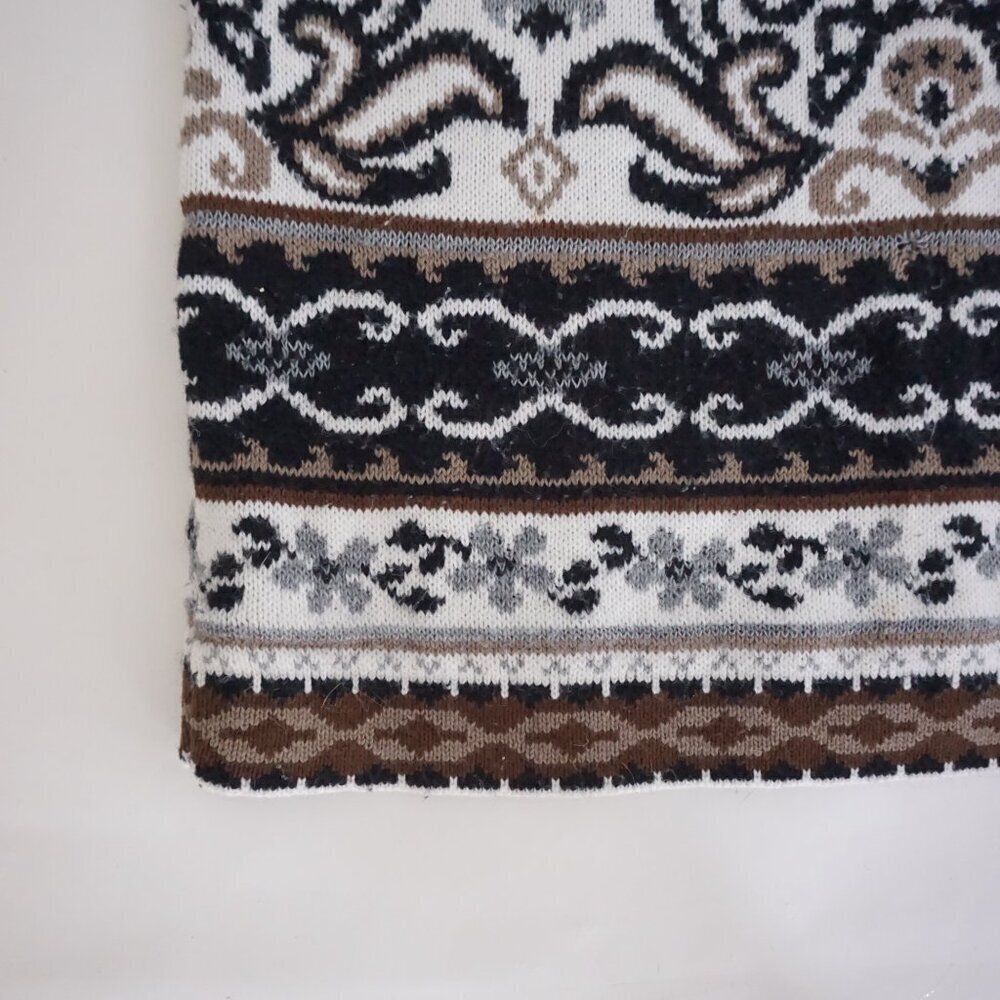 Vintage Brown Black Cabincore Eclectic Grandpa Patterned Knit Sweater L - Picture 6 of 9